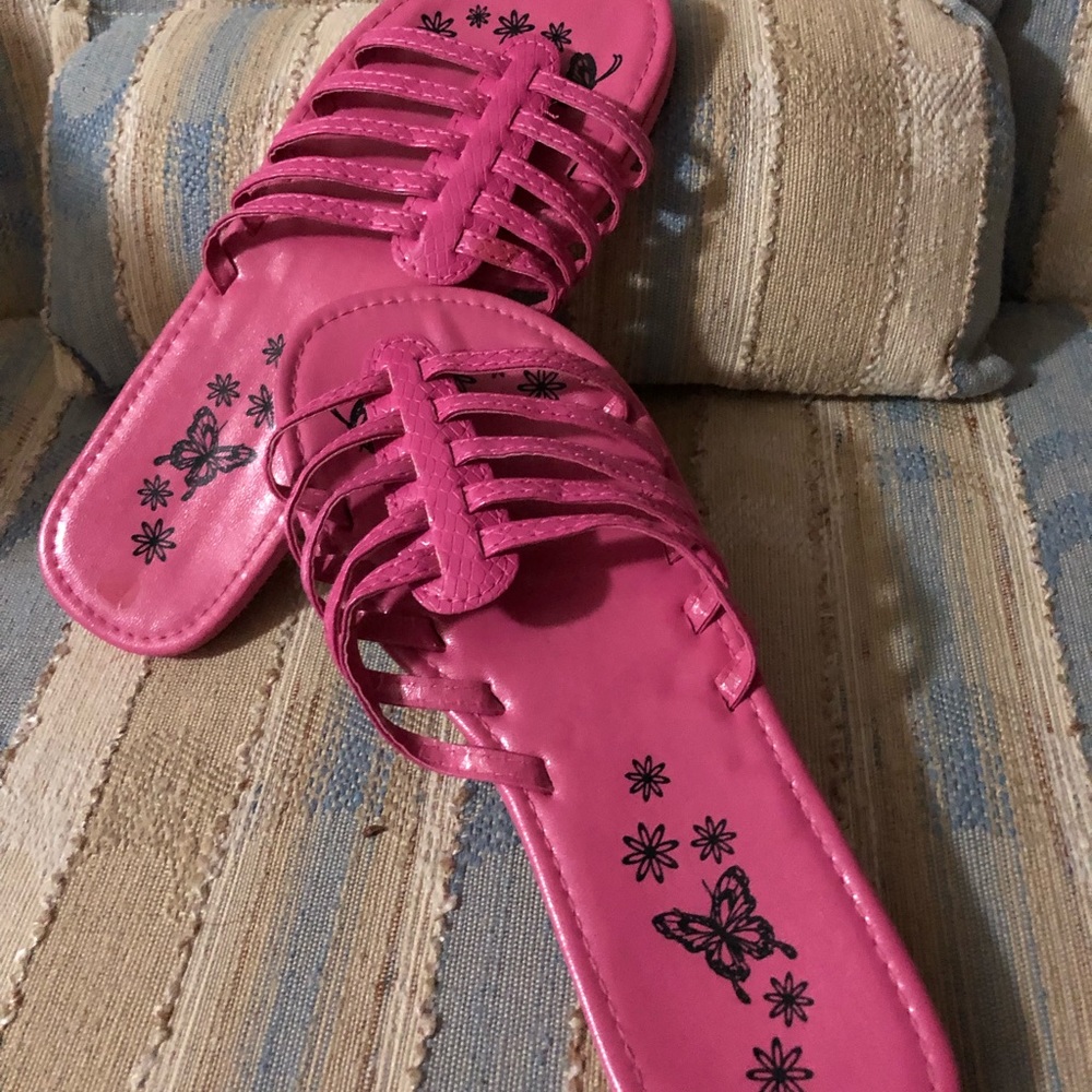 Pink Open Toe Flip Flops Small